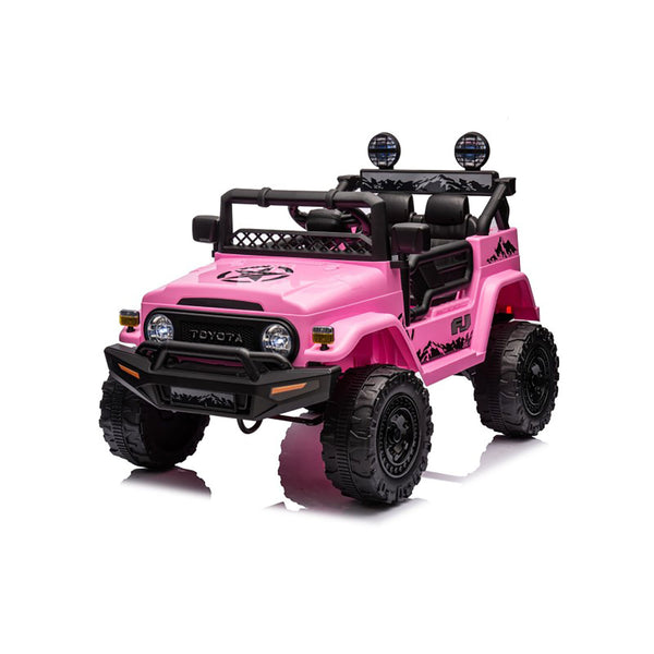 online Macchina Elettrica per Bambini Fuoristrada Toyota Fj Cruiser 12V Telecomando Ruote in Gomma e Sedile in Pelle Rosa