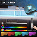 Scrivania per Computer Reversibile 120x50x89,5 cm con Ripiani Prese Elettriche e Luci LED in Truciolare e Acciaio Bianco      