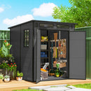 Casetta Box da Giardino 182x182x196 cm a 2 Ingressi con 3 Finestre e Prese d'Aria in PP e Alluminio Grigio Scuro      