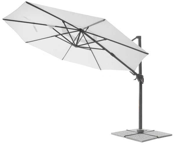online Parasol de Jardin Décentralisé Ø3,5m en Aluminium avec Toile Mosini Jazz Gris et Blanc Polyester