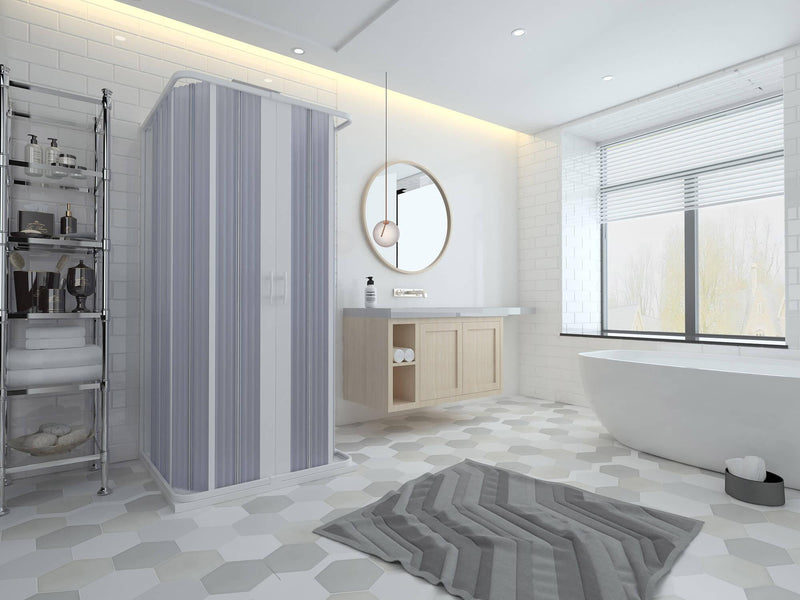 Box Doccia 3 Lati 2 Ante a Soffietto in PVC Apertura Centrale H185 cm Dorini Bianco Varie Misure