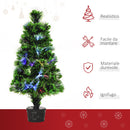 Mini Albero di Natale Artificiale 55 cm 40 Rami 40 Luci Fibre Ottiche Colorate Verde