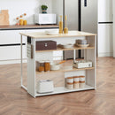 Isola da Cucina 3 Ripiani 105x65x90 cm  con Portacoltelli in Legno Truciolare Bianco