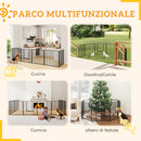 Box per Cani 164x164x80 cm a 8 Pannelli Modulabili con 9 Picchetti in Acciaio Nero      
