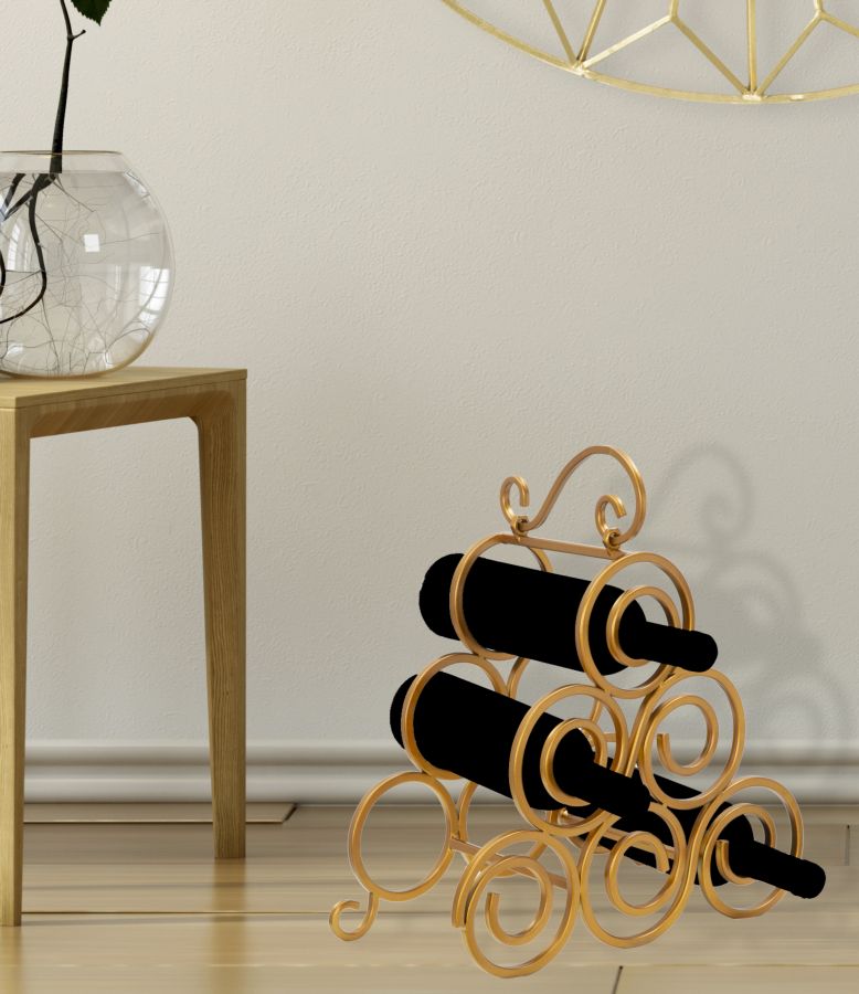 Porta Bottiglie Glam Ring 6 Posti 36x17,5x33,5 cm in Ferro Oro