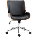 Sedia da Ufficio Design Vintage Imbottita in Finta Pelle Struttura in Legno di Pioppo Nero e Marrone Scuro  