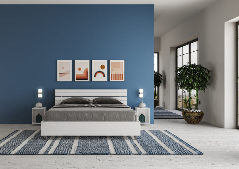 Letto Matrimoniale Testata Doghe Inclinata Ankel Frassino Bianco Varie Misure