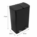 Pattumiera Per Raccolta Differenziata 47x71x36 cm due Scompart 60 Litri in Acciaio Nero