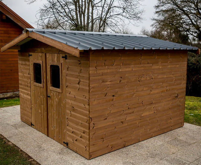 Casetta Box da Giardino 2,35x2,15 m Senza Pavimento in Legno Picea Massello 19mm Tetto in Acciaio Thiers