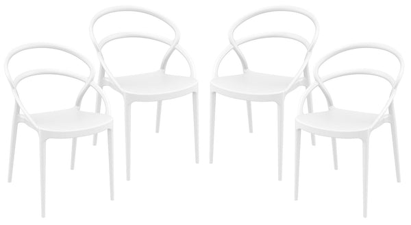 sconto Lot de 4 chaises de jardin en polypropylène blanc Vandi