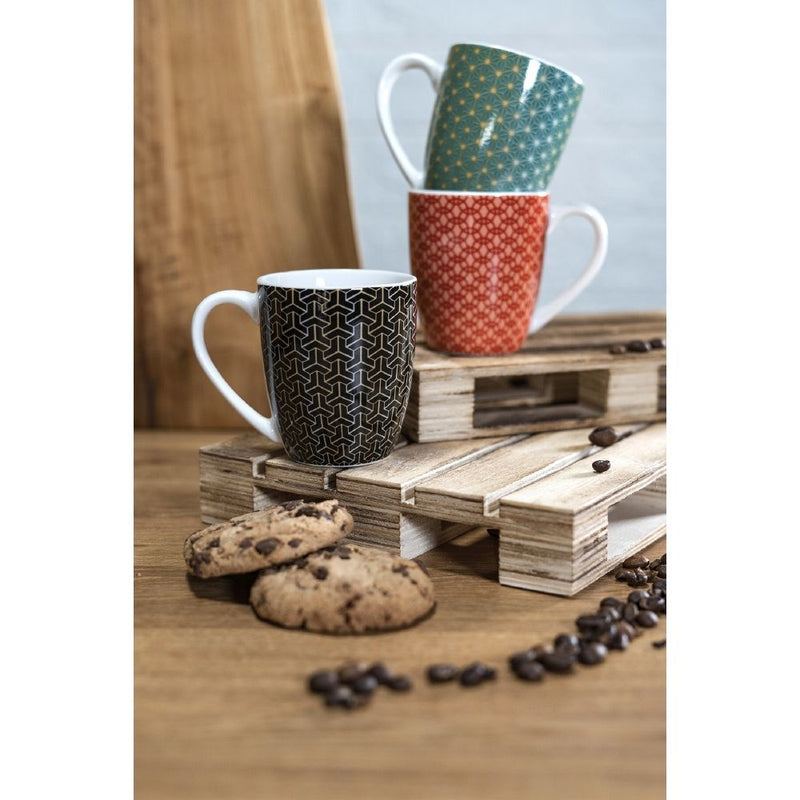 Set 6 Tazzine da Caffè Ø6x7 cm in Bone China VdE Tivoli 1996 Geometric