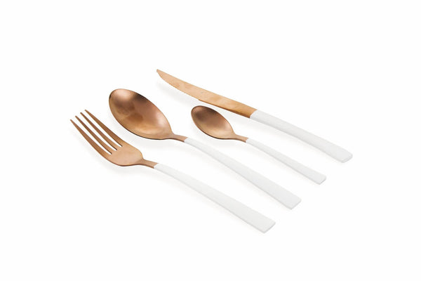 Ménagère de Service 24 Pièces en Acier Villa d'Este Home Tivoli Inverse Cuivre/Blanc prezzo