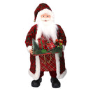 Babbo natale in tessuto damascato rosso con pacchi regalo cm xh80