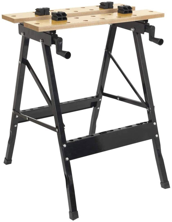 Etabli Pliant 56x62x77 cm en Acier avec Plateau en Bois Noir acquista