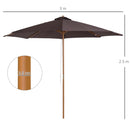 Ombrellone da Giardino Ø300x250 cm in Legno e Poliestere Caffè