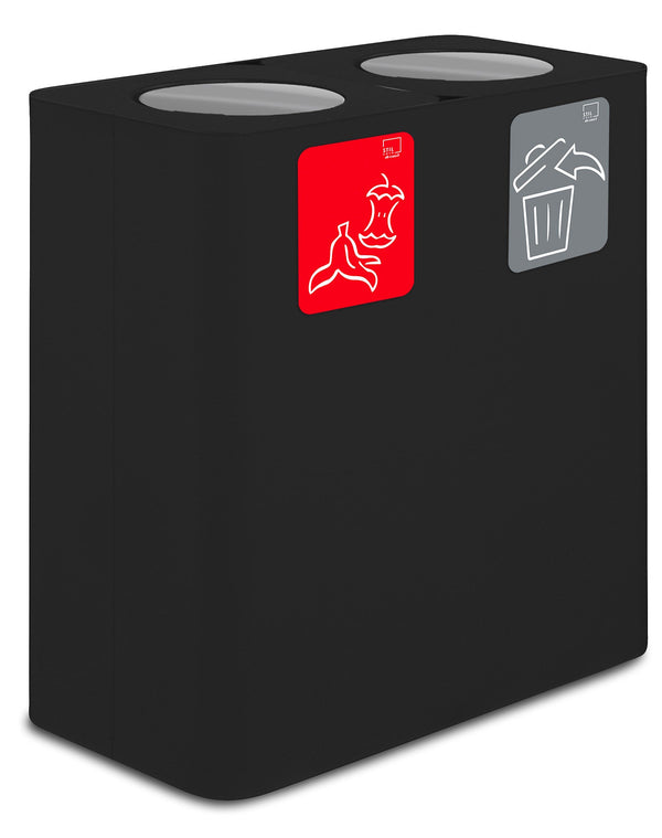 acquista Pattumiera Sistema di Raccolta Rifiuti 77x38xh80 cm in Acciaio 3 Scomparti Nero