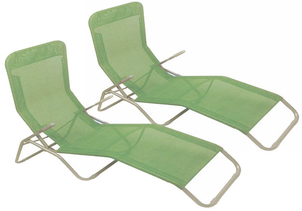 prezzo Lot de 2 Transats Pliants en Métal Tissu Textilène Soriani Dondolina Melange Green