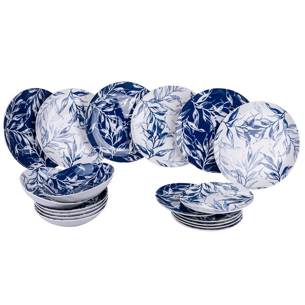 sconto Service de table 18 pièces en porcelaine VdE Tivoli 1996 Forest Leaf Blue