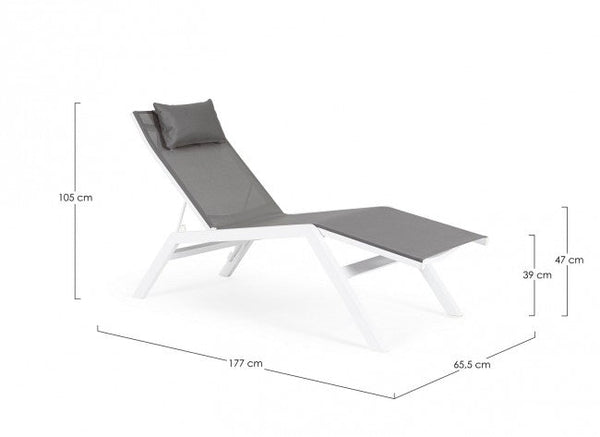 sconto Lettino Chaise Longue da Giardino 65,5x177x105h cm con Cuscino Poggiatesta Krion Bianco