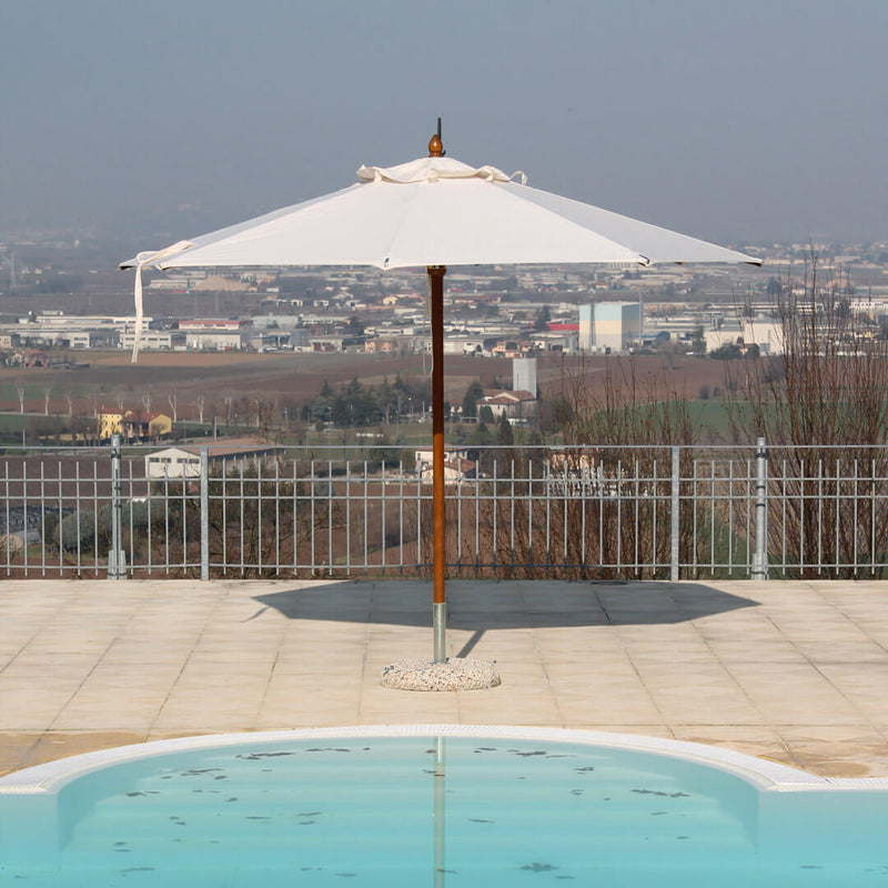 Ombrellone da Giardino Ø4 m Palo Ø48 mm in Legno Telo in Acrilico Danieli Havana Ecrù