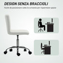 Sedia da Ufficio Regolabile 44x50x78-88 cm con Rivestimento a Bottoni in Pelle PU Bianco  