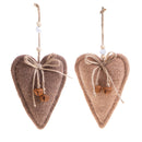 Set di 4 Cuori con Campane 18 cm Beige/Marrone