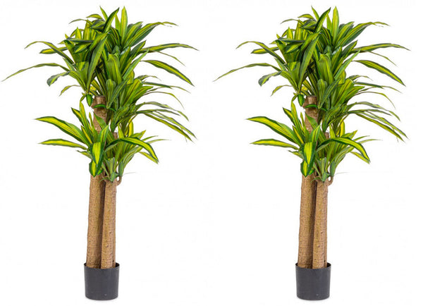 online Set 2 Piante Artificiali Dracaena Ø110x150 cm in Plastica con Vasi Verde