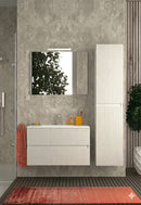 Mobile da Bagno Sospeso con Lavabo 60 cm e Specchio Urano Light Bianco Frassinato      