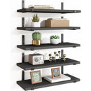 Set 5 Mensole da Parete 40x12x1,5 cm Scaffali da Muro con Staffe in Metallo Nero      