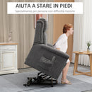 Poltrona Alzapersona Elettrica 89x96x108 cm in Tessuto Effetto Lino Grigio