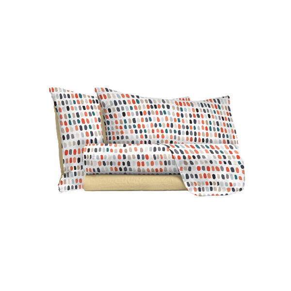 Ensemble de draps avec impression au-dessus et en dessous et taies d'oreiller Sketch de différentes tailles sconto