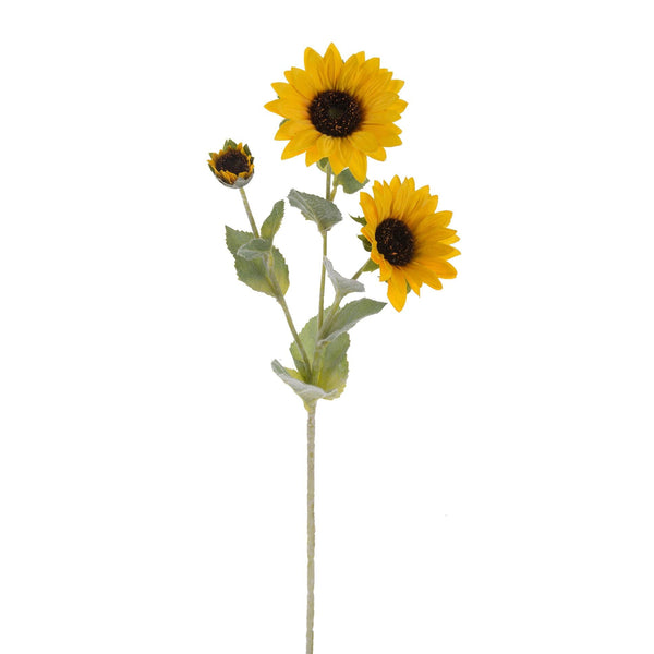 Lot de 6 tournesols artificiels à 3 fleurs hauteur 63,5 cm jaune sconto