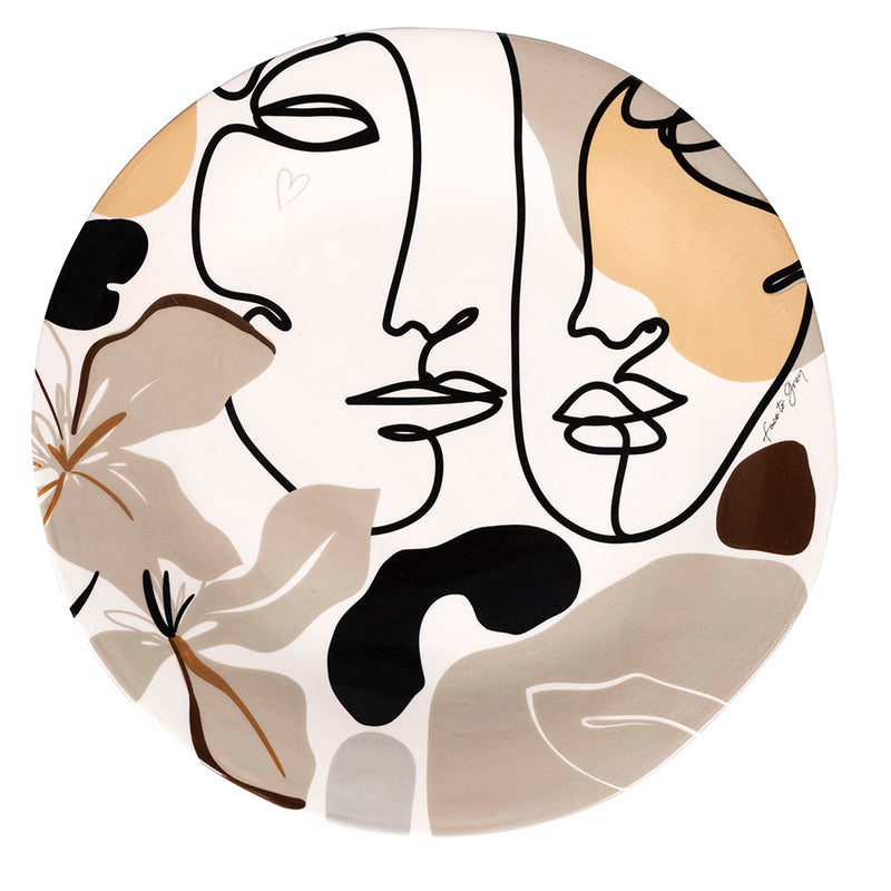 Piatto da Portata Ø38x4 cm  in Ceramica VdE Tivoli 1996 Face to grey 