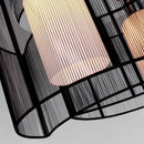 Lampadario a Incasso 2 Paralumi E27 Ø40x25 cm in Metallo  Nero