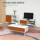 Tavolino da Caffè 2 Cassetti 100x50x40 cm in Legno e Metallo Bianco e Marrone