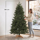 Albero di Natale Artificiale Folto Realistico Ø110x180 cm con 732 Rami in PE e Base Pieghevole in Legno Verde      