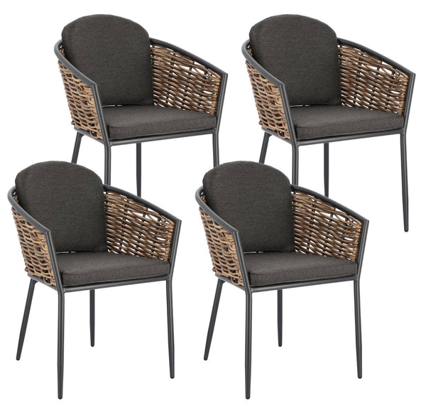 sconto Set 4 Sedie 63x63x79,5h cm con Braccioli e Cuscini Maribela Antracite