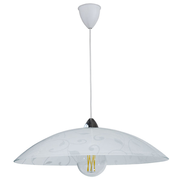 Suspension D50 1xE27 Cadre Chrome-Blanc Plaque Verre Blanc Jardin E-Energy Lena acquista
