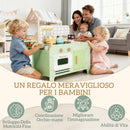 Set Cucina Giocattolo per Bambini da 3+ Anni con 15 Accessori in Legno Verde      