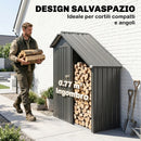 Portalegna da Esterno 150x66x162 cm con Armadietto Porta Attrezzi in Acciaio Zincato Grigio Scuro      
