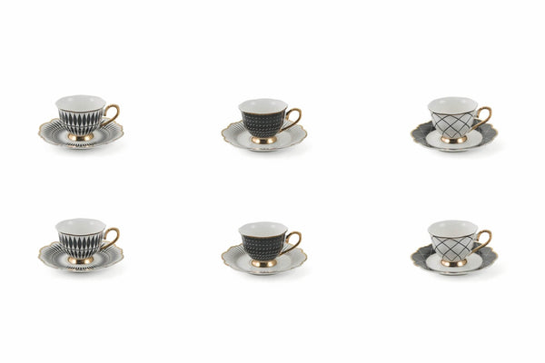 online Ensemble de 6 tasses à expresso avec soucoupes Villa d'Este Home Tivoli Wonderland Noir
