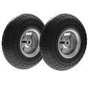 Set 2 Ruote per Carrello Ø25,5x7,5 cm Capacità 80 kg con Scanalature in Gomma e Acciaio Nero      