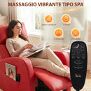 Poltrona Massaggiante 73,5x97x108 cm Reclinabile e Riscaldante con Poggiapiedi e Telecomando in Pelle PU Rosso      