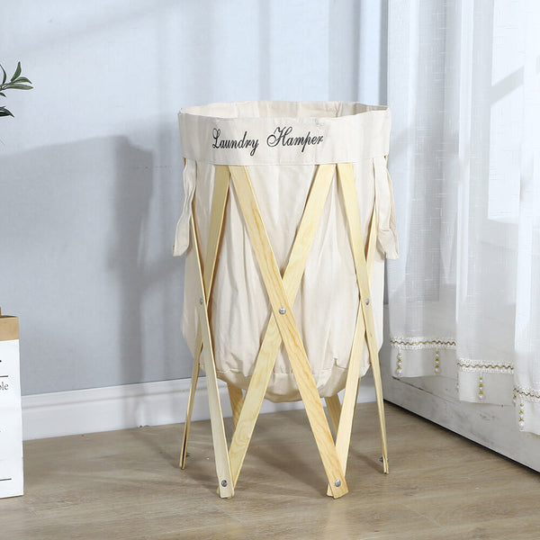 Panier à linge en bois 40x40x70 cm Maya Bois et Blanc prezzo