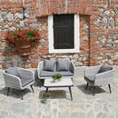 Set da Giardino Divano 2 Poltrone e Tavolino in Polyrattan Salem Grigio