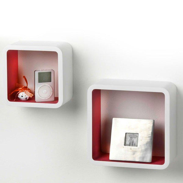Set 2 Étagère Bois Style Design Moderne Blanc Fuchsia online
