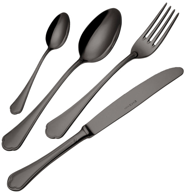 Ménagère de Service 24 Pièces en Acier 18/10 PVD Eme Domus Noir sconto