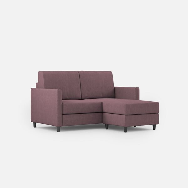 sconto Canapé 2 places avec pouf 158x145x85 cm Karay en tissu prune