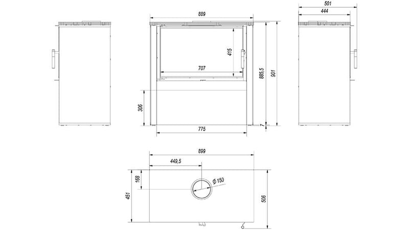 Stufa a Legna 6/16KW in Acciaio Flig Sheridan Bianca