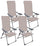 Lot de 4 Transats Pliants Inclinables 59x64x108 cm en Aluminium et Textilène Taupe